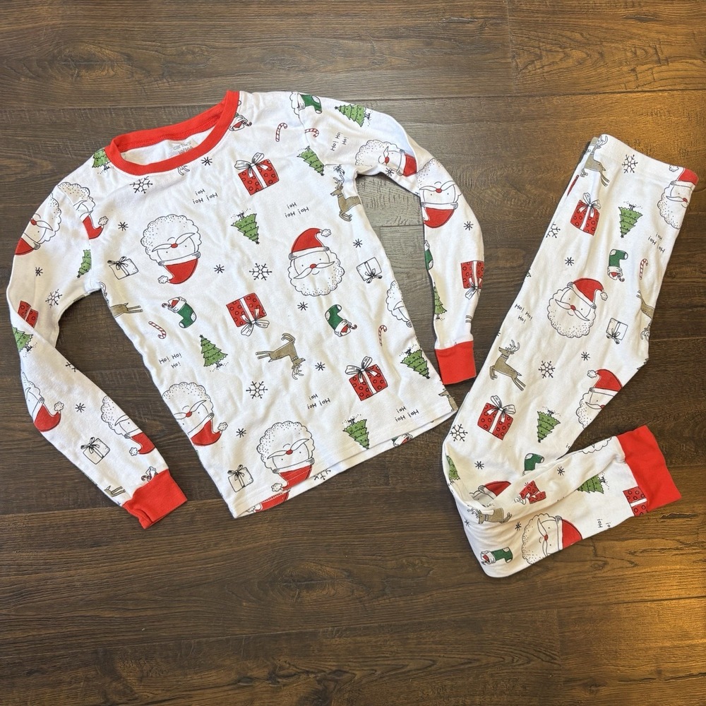 Boys CHRISTMAS PAJAMAS size 10 CARTERS Snug Fit 2PC SLEEPWEAR cute Santa Holiday